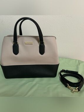 kate spade Two-Tone Beige and Black Satchel with Detachable Strap